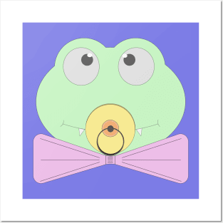 Little baby crocodile (cub) with a bow tie and a pacifier Posters and Art